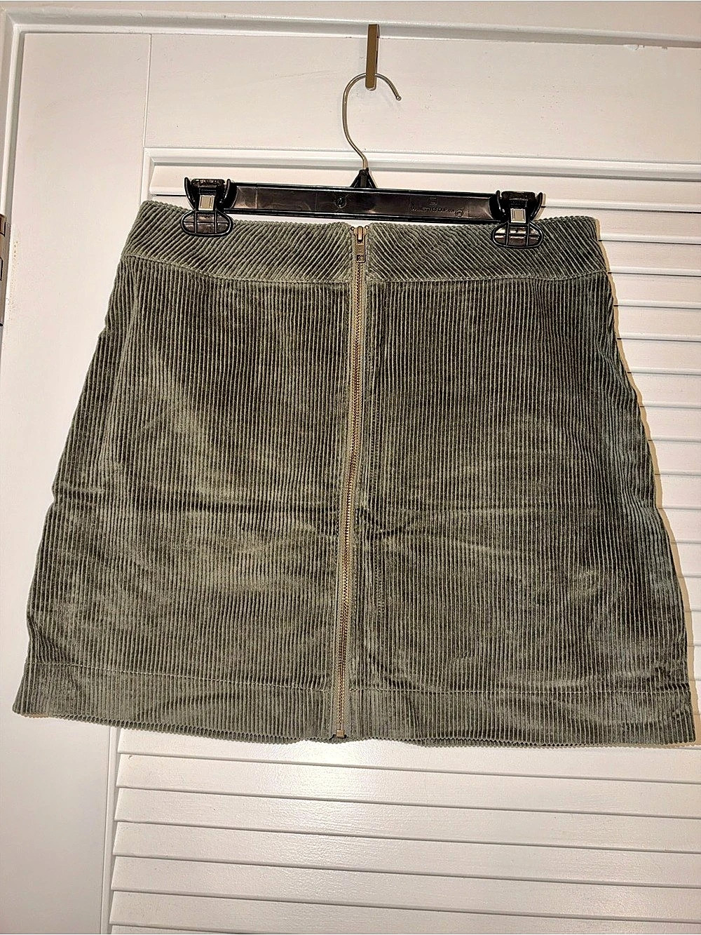 American Apparel Corduroy Zip Front Mini Skirt Green Medium